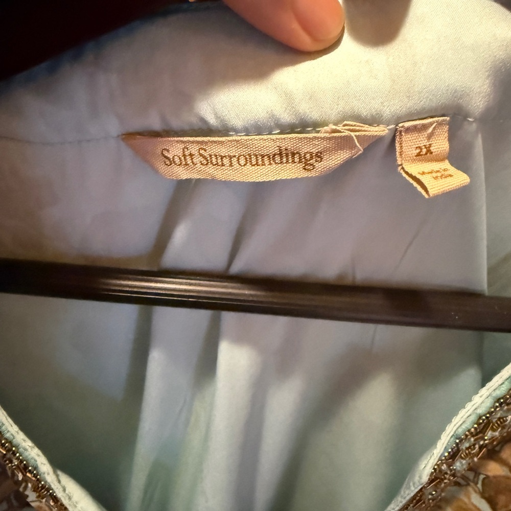 Soft Surroundings Light Blue Floral Maxi Dress with Gold Print - Picture 3 of 10